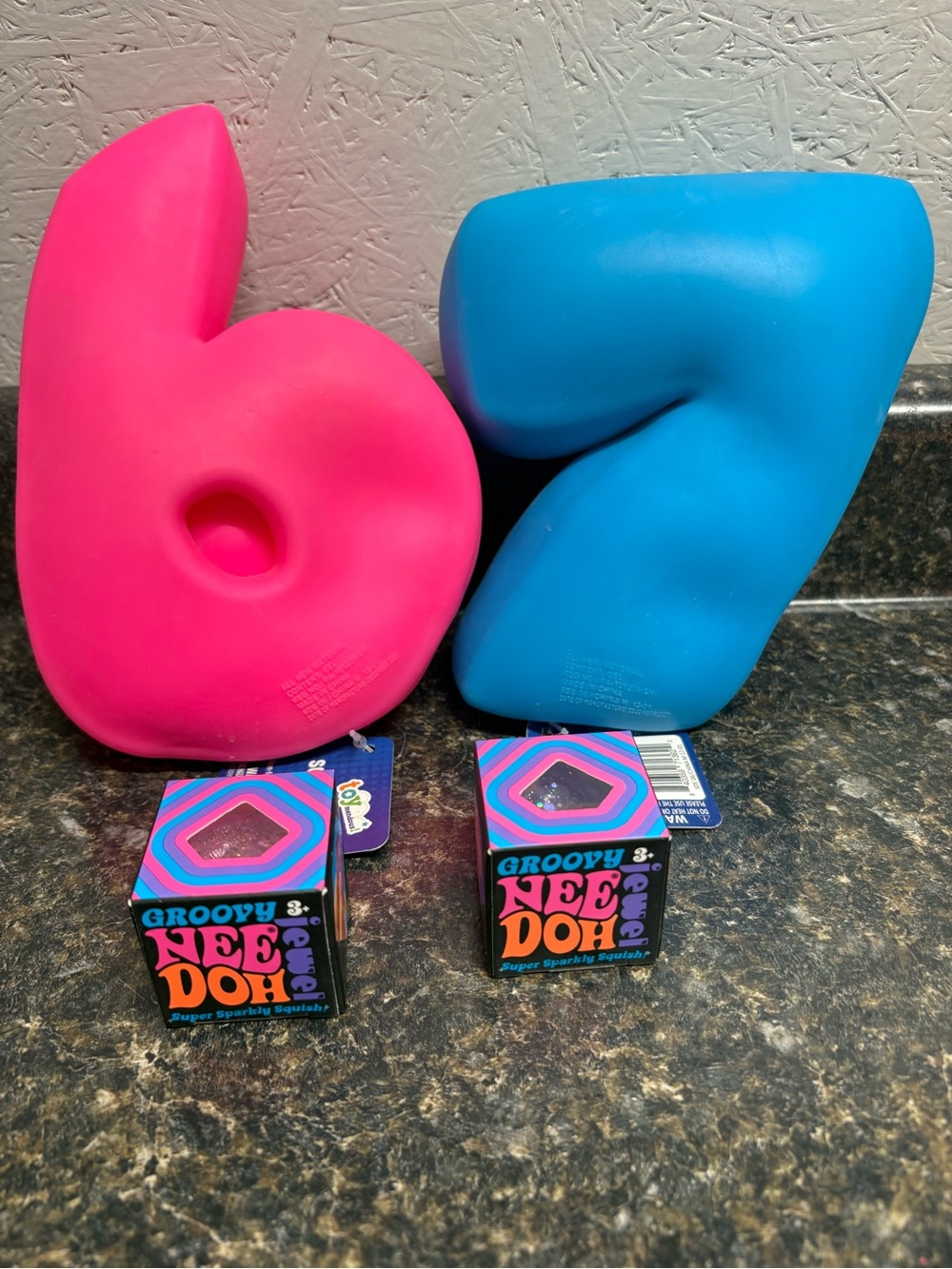 Jumbo Squishy and Needoh Lot. Pink and Purple Mini Jewel. 67 Squishy